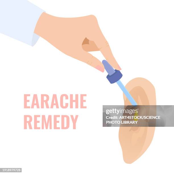 earache, conceptual illustration - ear drops stock illustrations