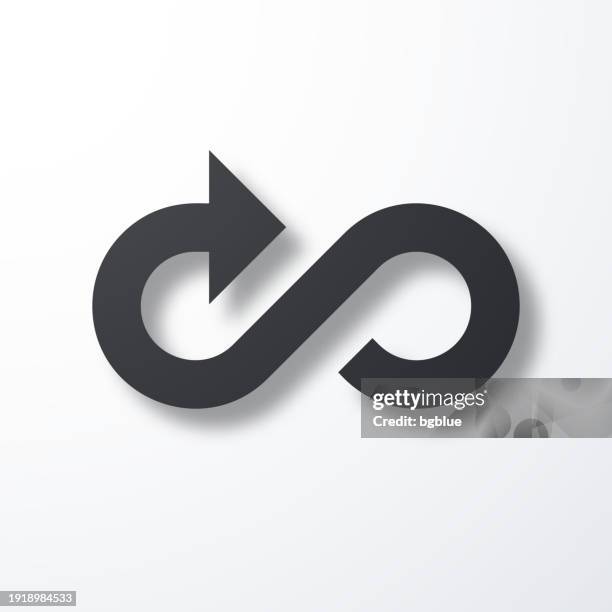 infinite direction arrow. icon with shadow on white background - 3d double arrow stock illustrations