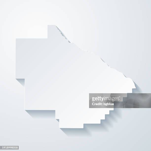 bacon county, georgia. map with paper cut effect on blank background - alma stock illustrations