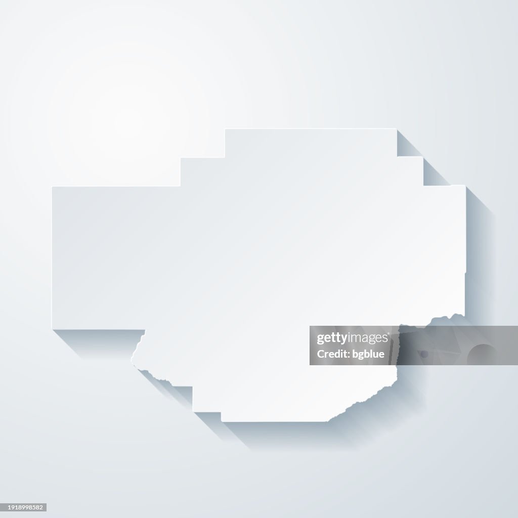 Chouteau County, Montana. Map with paper cut effect on blank background