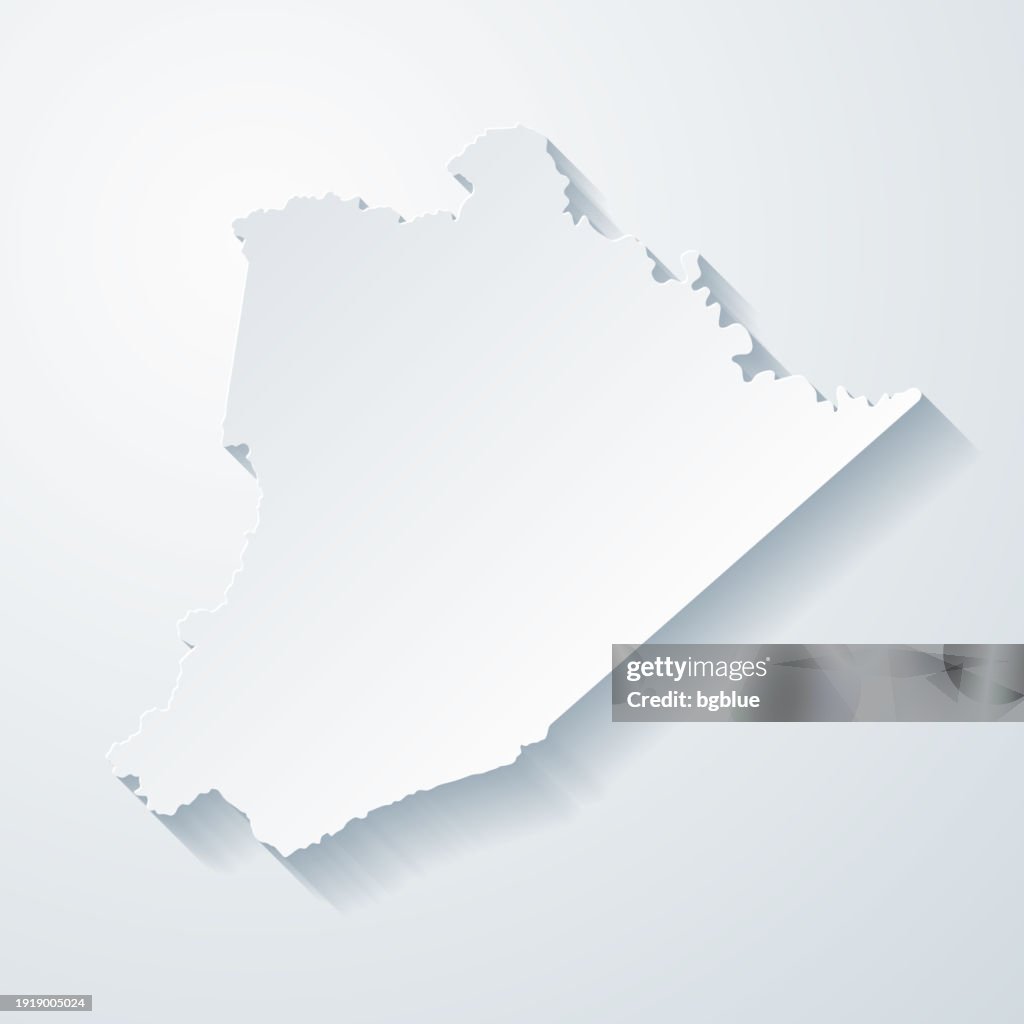 Pike County, Kentucky. Map with paper cut effect on blank background