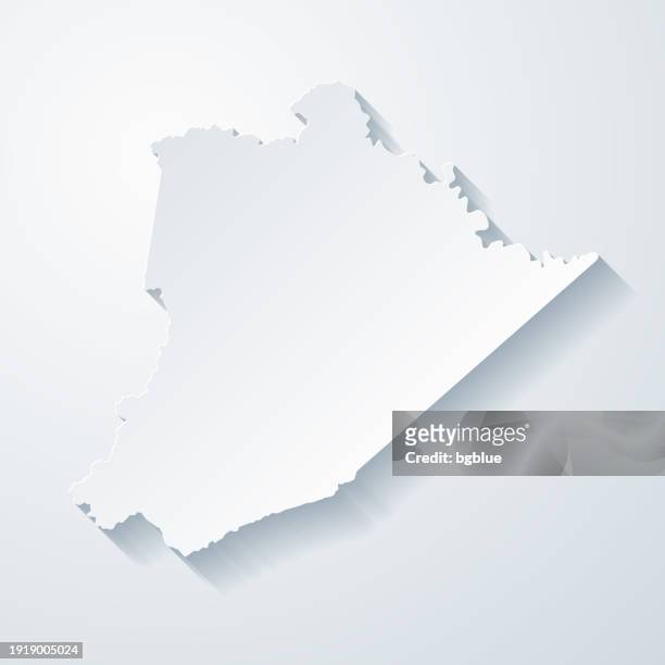 pike county, kentucky. map with paper cut effect on blank background - pike county kentucky stock illustrations