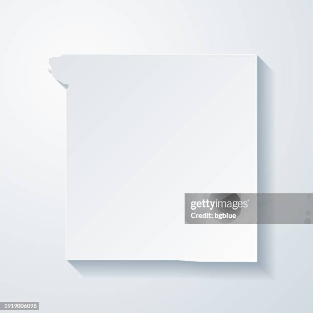 ottawa county, oklahoma. map with paper cut effect on blank background - 3d map canada stock illustrations
