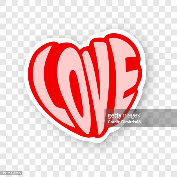 word love in heart shape - sticker stock illustrations
