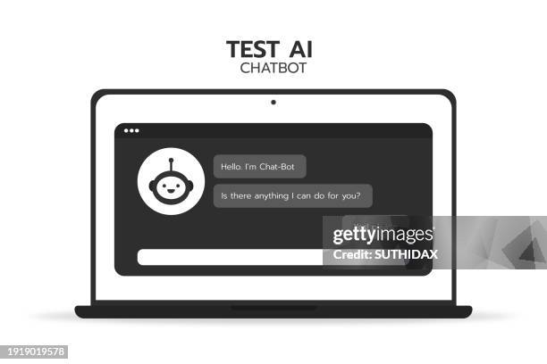 illustration of testing a chatbot on a laptop type one - human machine interface stock illustrations