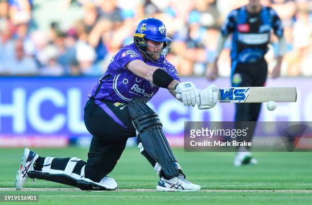 Corey Anderson of the Hurricanes bats during the BBL match between Adelaide Strikers and Hobart Hurricanes at Adelaide Oval, on January 09 in...