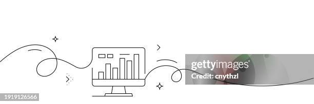 continuous line drawing of sales performance icon. hand drawn symbol vector illustration. - sales graph stock illustrations