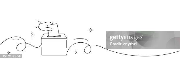 illustrations, cliparts, dessins animés et icônes de dessin au trait continu de l’icône de vote. illustration vectorielle de symbole dessiné à la main. - voter