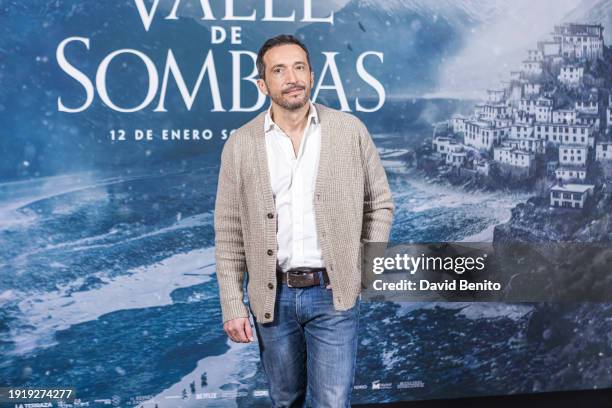 Director Salvador Calvo attends the Madrid photocall for "El Valle De Las Sombras" at Hotel Hyatt Regency Hesperia on January 09, 2024 in Madrid,...