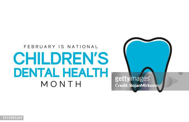 national children's dental health month banner, card design, february. vector - dentistry stock illustrations