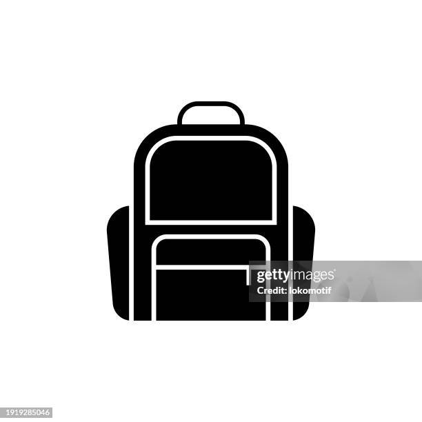 school backpack solid icon. this flat icon is suitable for infographics, web designs, mobile apps, ui, ux, and gui design. - school kid with backpack stock illustrations