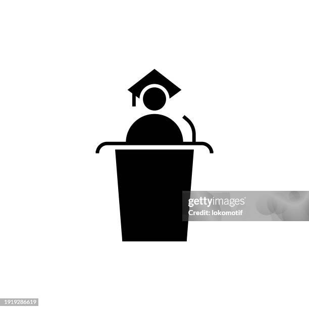 graduation speech solid icon. this flat icon is suitable for infographics, web designs, mobile apps, ui, ux, and gui design. - film festival vector stock illustrations