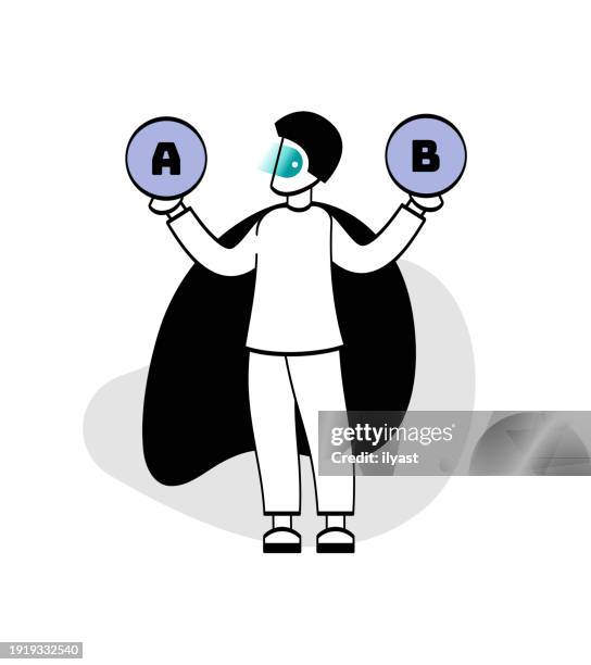 fictional character a/b test - self evaluation stock illustrations