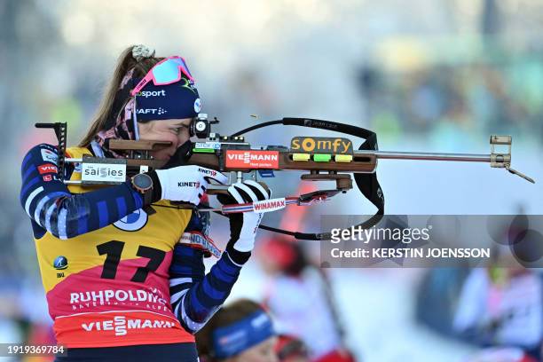 France's Justine Braisaz-Bouchet competes during the women's 7,5km sprint event of the IBU Biathlon World Cup in Ruhpolding, southern Germany on...