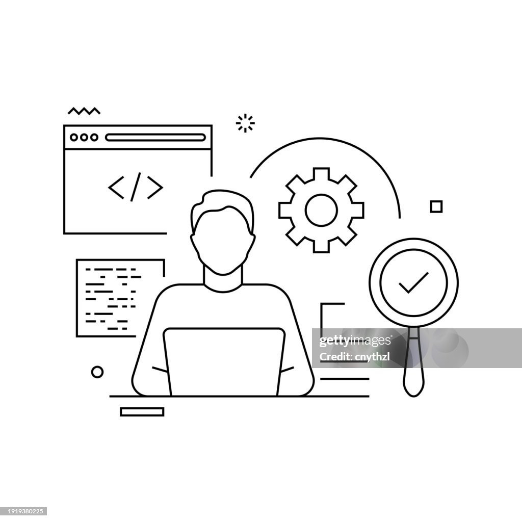 Code Developer Related Conceptual Vector Illustration Coding Programmer ...