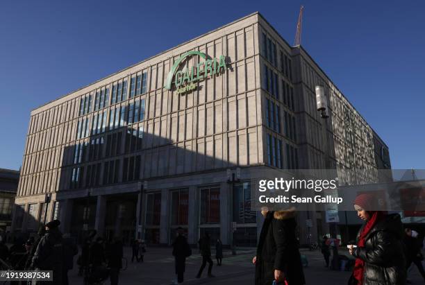 People walk past a department store of Galeria Karstadt Kaufhof on January 09, 2024 in Berlin, Germany. The nationwide department store chain, which...