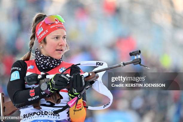 Germany's Sophia Schneider competes during the women's 7,5km sprint event of the IBU Biathlon World Cup in Ruhpolding, southern Germany on January...