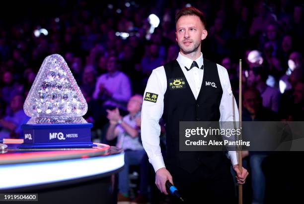 Judd Trump of England enters the arena ahead of the First Round Match between Judd Trump of England and Kyren Wilson of England on Day Three of the...