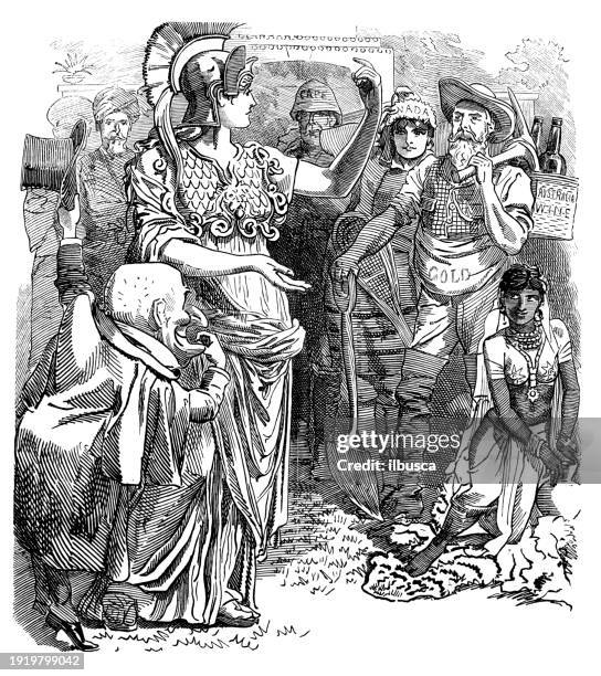 british satire caricature comic cartoon illustration - prospecting stock illustrations