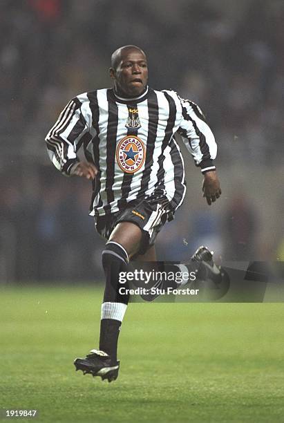 Faustino Asprilla of Newcastle United in action during an FA Carling Premiership match against Everton at St James'' Park in Newcastle, England....