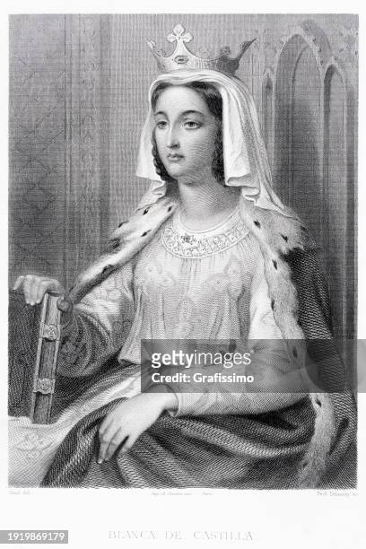 blanche of castile wife of louis viii of france - queen blanche stock illustrations