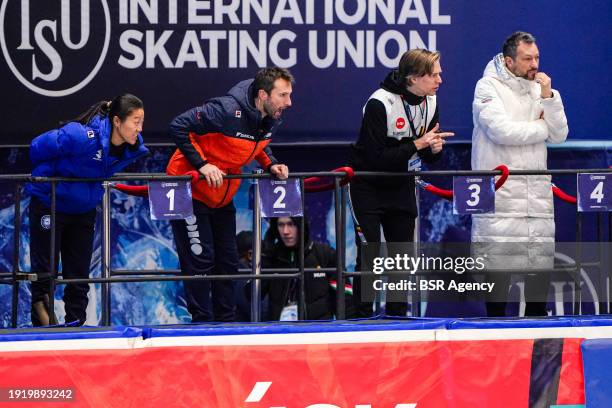 Coach Niels Kerstholt of the Netherlands during the ISU European Short Track Speed Skating Championships at Hala Olivia on January 12, 2024 in...