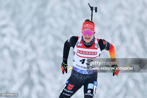 Germany's Sophia Schneider competes during the women's 7,5km sprint event of the IBU Biathlon World Cup in Ruhpolding, southern Germany on January...