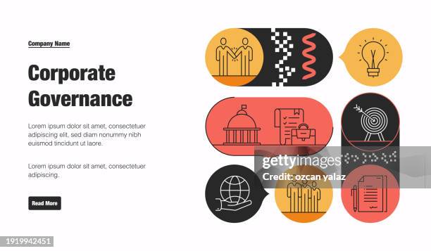 corporate governance related vector banner design concept. global multi-sphere ready-to-use template. web banner, website header, magazine, mobile application etc. modern design. - global responsibility stock illustrations
