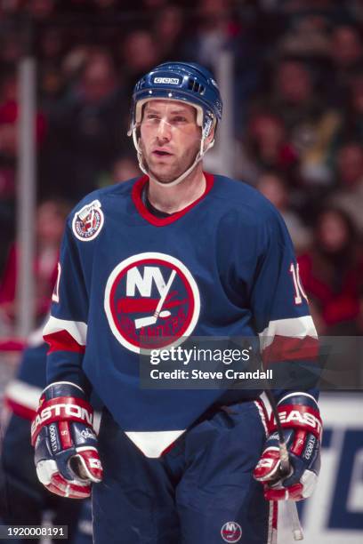 New York Islander's forward, Claude Loiselle, during a game time out during the game against the NJ Devils at the Meadowlands Arena on January 16,...