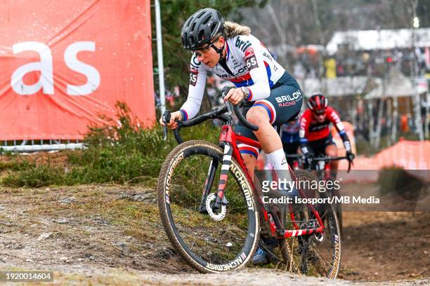 Zemanová Kristýna races during the womens UCI World Cup Cyclo-Cross in Zonhoven, Belgium, season 2023-2024 on January 7, 2024 in Zonhoven, Belgium.