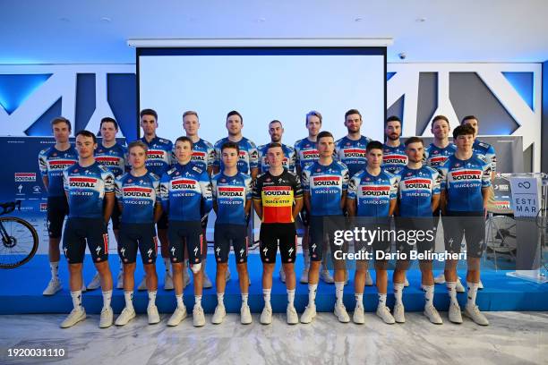 General view of Julian Alaphilippe of France, Kasper Asgreen of Denmark, Ayco Bastiaens of Belgium, Mattia Cattaneo of Italy, Remco Evenepoel of...