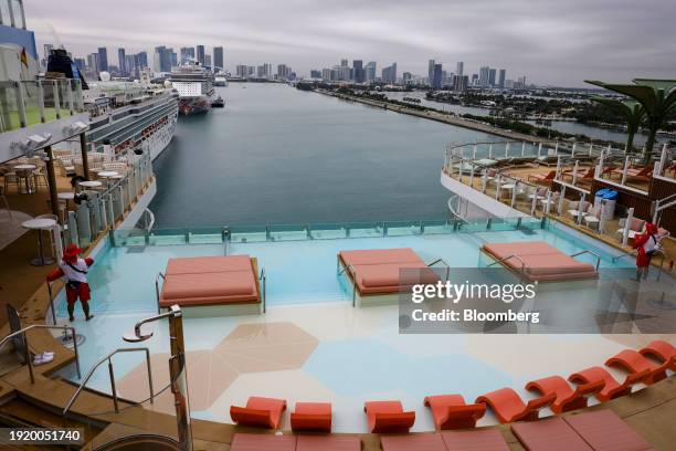 The Hideaway pool onboard the Royal Caribbean Icon of the Seas cruise ship at PortMiami in Miami, Florida, US, on Thursday, Jan. 11, 2024. The Icon...