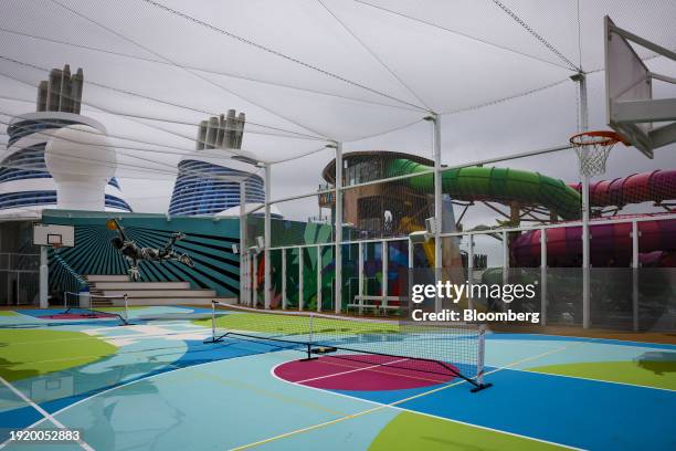 The sport court onboard the Royal Caribbean Icon of the Seas cruise ship at PortMiami in Miami, Florida, US, on Thursday, Jan. 11, 2024. The Icon of...