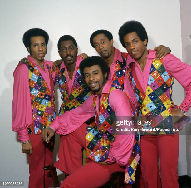 American vocal group The Temptations posed backstage in London on 29th March 1972. Members of the group are, from left, Richard Street, Otis...
