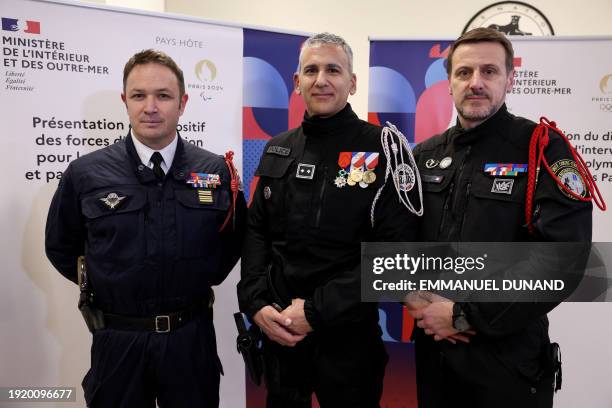 French National Police elite unit RAID chief Guillaume Cardy , French National Police BRI unit Simon Riondet and French Gendarmerie GIGN unit number...