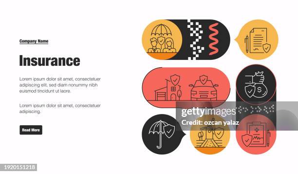insurance related vector banner design concept. global multi-sphere ready-to-use template. web banner, website header, magazine, mobile application etc. modern design. - pharmaceutical sales representative stock illustrations