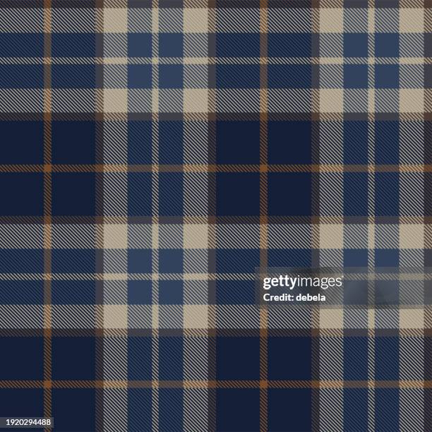 ilustraciones, imágenes clip art, dibujos animados e iconos de stock de azul marrón escocés tartan plaid patrón tela swatch - a cuadros
