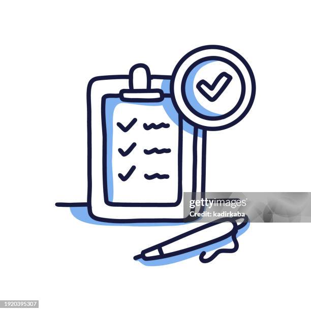 assessment drawing, hand drawn icon, doodle style. - customer verification stock illustrations
