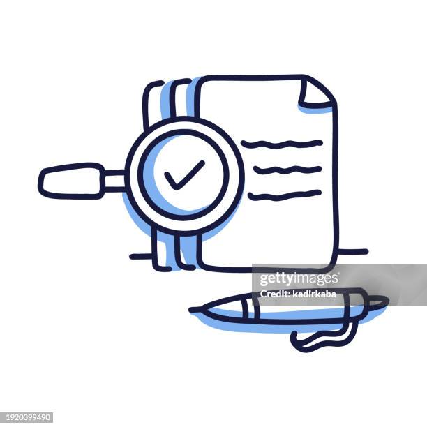 assessment drawing, hand drawn icon, doodle style. - data driven ideas stock illustrations