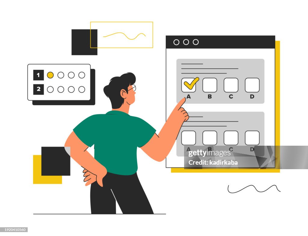 Online survey illustrations concept. Trendy vector style.