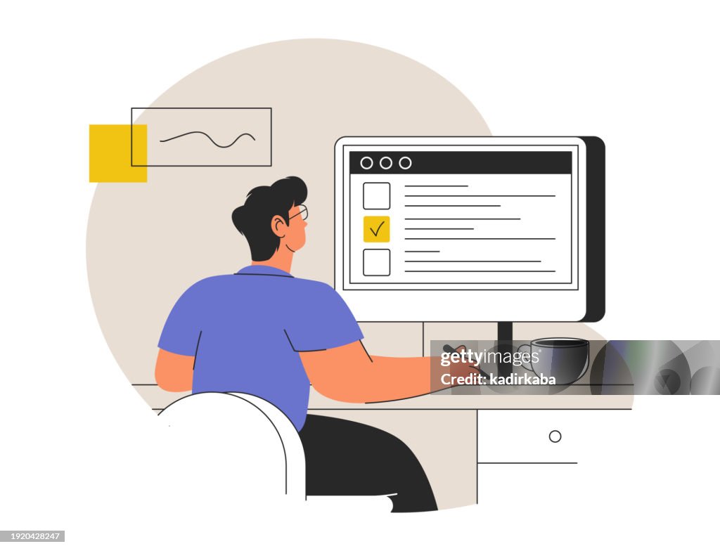 Online examinations illustrations concept. Trendy vector style. Confirmation.