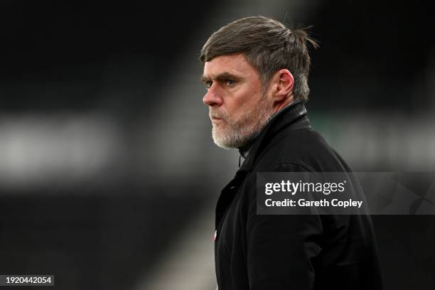 Bradford City manager Graham Alexander during the Bristol Street Motors Trophy match between Derby County and Bradford City at Pride Park on January...