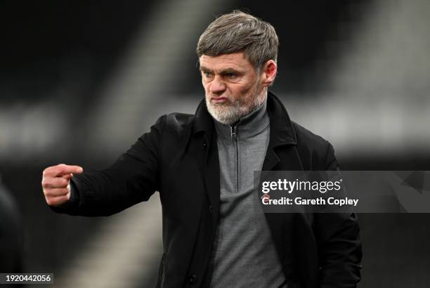 Bradford City manager Graham Alexander during the Bristol Street Motors Trophy match between Derby County and Bradford City at Pride Park on January...