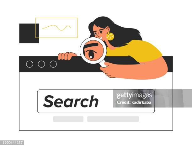 stockillustraties, clipart, cartoons en iconen met web search illustrations concept. trendy vector style. - unemployed marketing professional searches for a job
