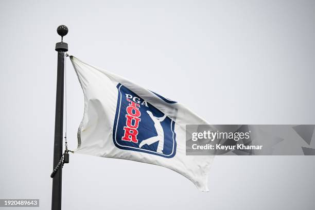 Generic photo as a PGA TOUR flag flies during practice for the PGA TOUR Q-School presented by Korn Ferry tournament on the Dye's Valley Golf Course...