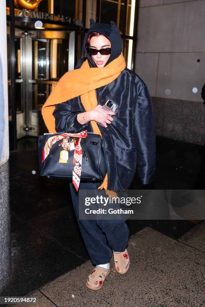 Dua Lipa is seen in Midtown on January 09, 2024 in New York City.