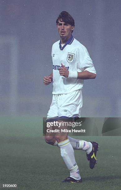 Dino Baggio of Parma AC in action during a Serie A match against Roma AC at the Olympic Stadium in Rome. \ Mandatory Credit: Mike Hewitt/Allsport