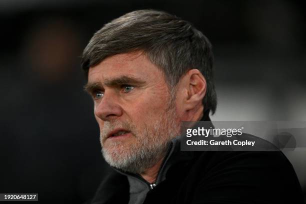 Bradford City manager Graham Alexander during the Bristol Street Motors Trophy match between Derby County and Bradford City at Pride Park on January...
