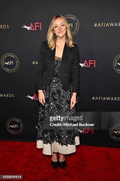 Abby Elliott at the AFI Awards 2023 held at the Four Seasons Hotel Los Angeles At Beverly Hills on January 12, 2024 in Los Angeles, California.