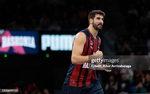 Daniel Diez, #11 of Baskonia Vitoria-Gasteiz reacts during the Turkish Airlines EuroLeague Regular Season Round 21 match between Baskonia Vitoria...